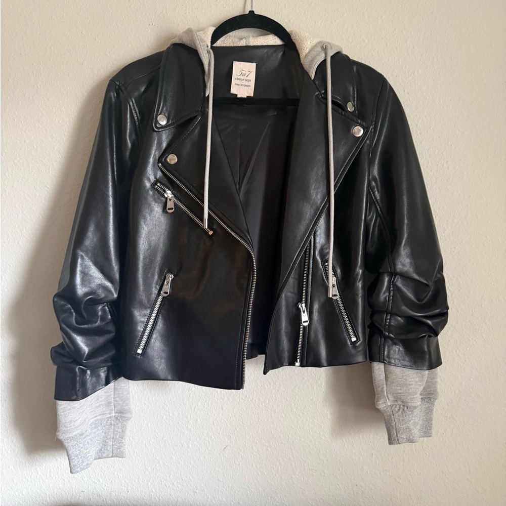 Cinq à Sept Evie Hooded Faux Leather Jacket - Picture 2 of 11